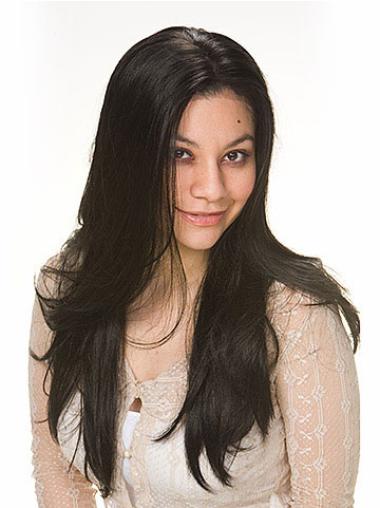 Synthetic Hair Wigs UK With Capless Black Color Straight Style