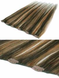 Fashion Brown Straight Remy Human Hair Clip In Hair Extensions