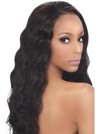 Black Wavy Human Hair With Capless Wavy Style Long Length