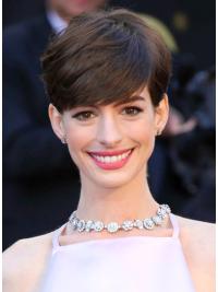 Brown Cropped Straight Boycuts Capless 6" Anne Hathaway Wigs
