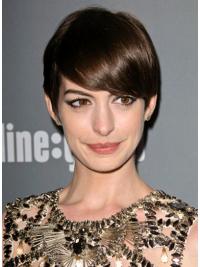Brown Cropped Straight Boycuts Lace Front 6" Anne Hathaway Wigs