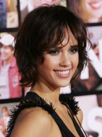 Jessica Alba Wigs With Remy Human Lace Front Wavy Style Short Length