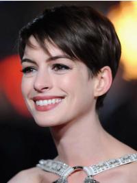 Remy Human Boycuts Lace Front Cropped Brown Anne Hathaway Wigs