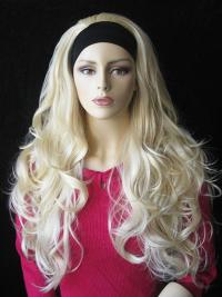Long Wavy Blonde Natural Synthetic Half Wigs